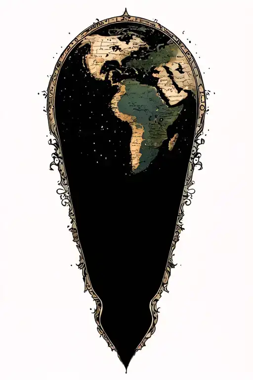 old world map tattoo design idea