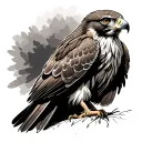 red tail hawk perched tattoo design idea