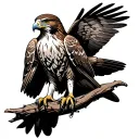 red tail hawk perched tattoo design idea