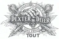 dexter hand and arm in pale, armed and holding a broken spear, along with the motto "Tout Jour Prest" ("Always ready") tattoo design idea
