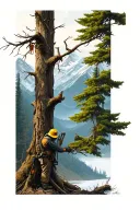 Tree, Tree worker, mountain tattoo design idea