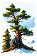 Tree, Tree worker, mountain tattoo design idea