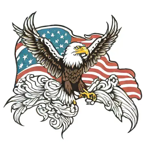 American flag and eagle tattoo design idea