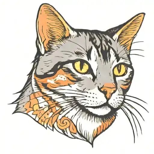 Grey and ginger mackerel tabby cat tattoo design idea