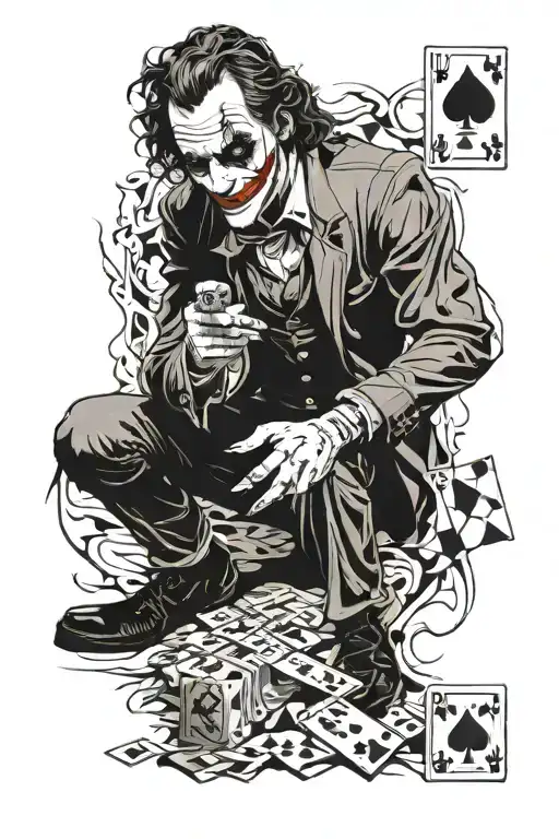 Joker playing a game tattoo design idea