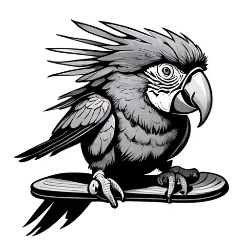 parrot wearing flip flops tattoo design idea