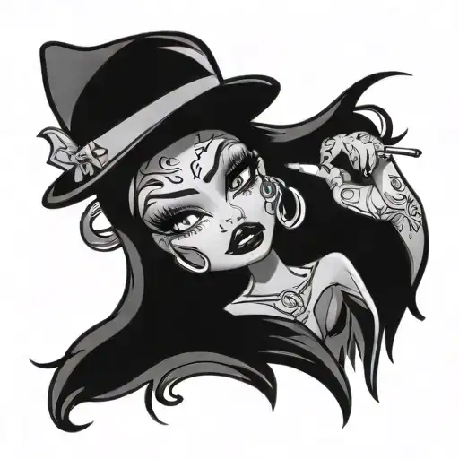 Bratz Doll crying and smoking Flash Tattoo design tattoo design idea