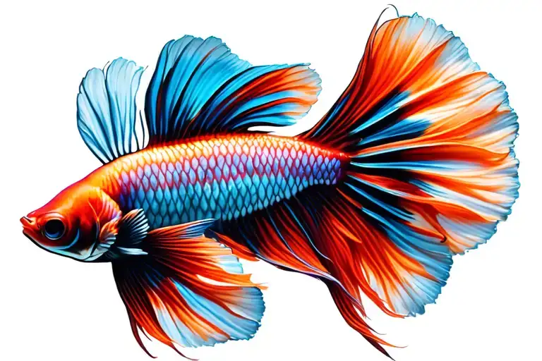 betta fish swimming tattoo design idea