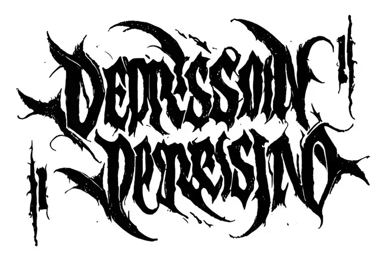 "DepressioN" Dark Lettering tattoo tattoo design idea