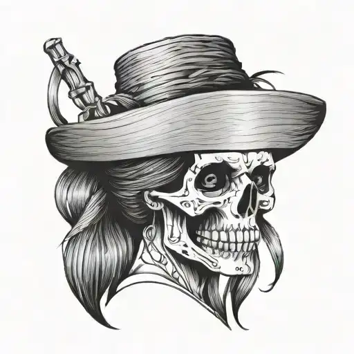 skull vietnamese lady with bamboo hat tattoo design idea