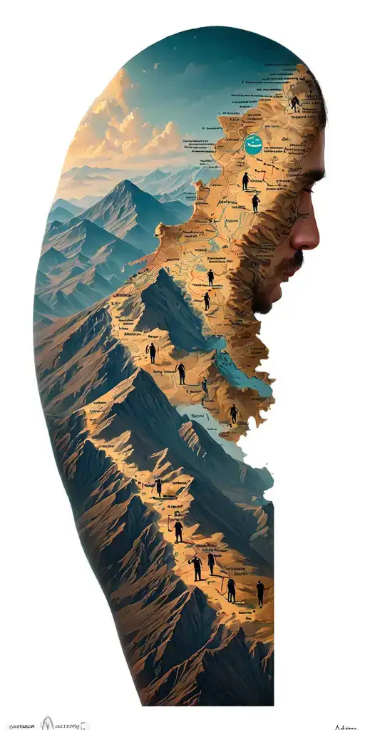 Afghanistan mountain and people map tattoo tattoo design idea