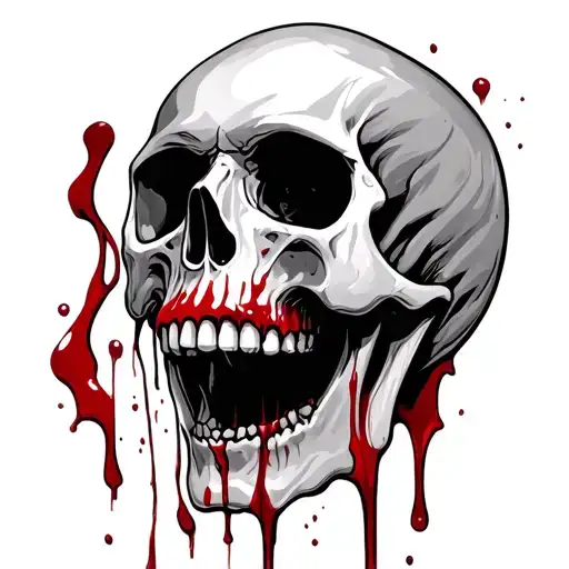 skull crying blood tattoo design idea