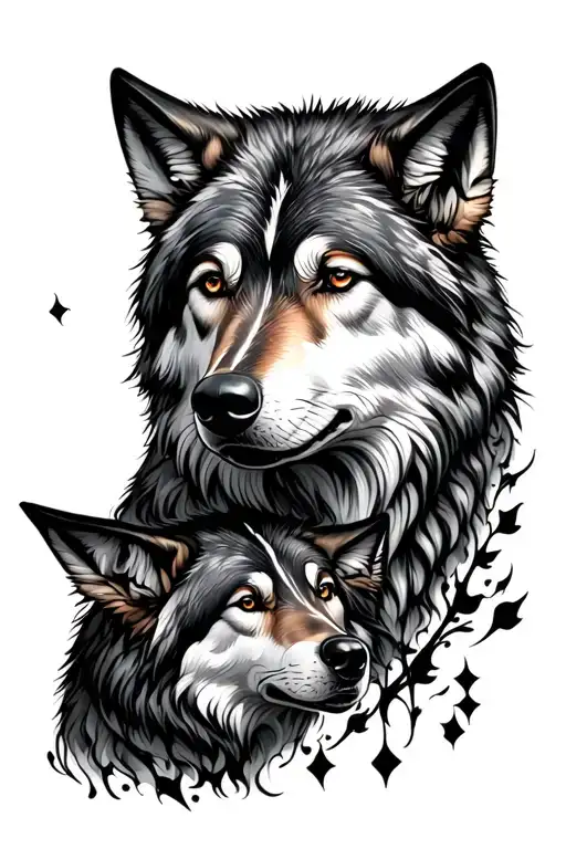 Currency of wolves that represent loyalty and have a unique connection and will be together forever. tattoo design idea