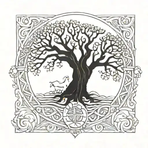 Tree of life and Tennessee state outline tattoo design idea
