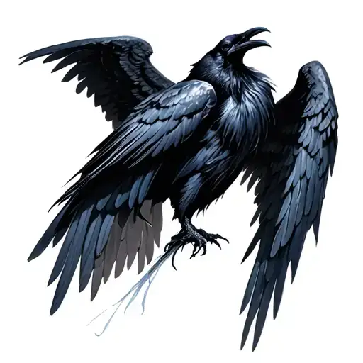 unique evil raven wings extended tattoo design idea