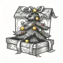 poorly taped up Christmas tree box cartoon  tattoo design idea