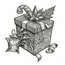 poorly taped up Christmas tree box cartoon  tattoo design idea