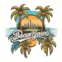 dodger stadium with Los Angeles skyline and palm trees in background  tattoo design idea