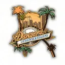 dodger stadium with Los Angeles skyline and palm trees in background  tattoo design idea