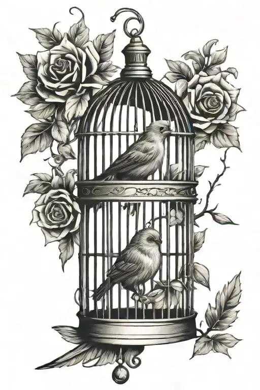 bird cage tattoo design idea
