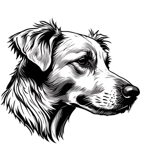 golden retriever head outline fine line tattoo tattoo design idea