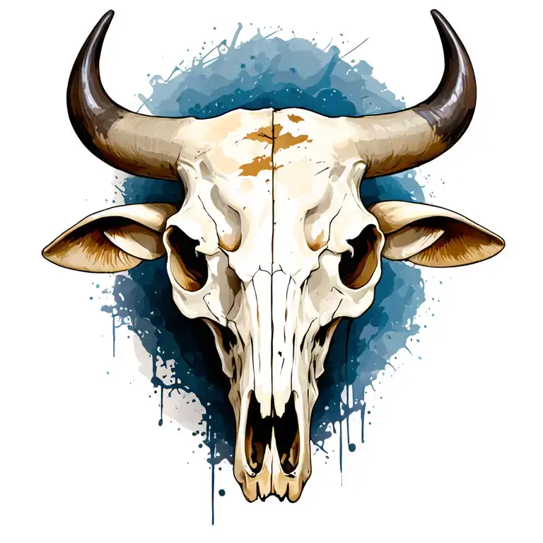 Angry Bull Skull with piece tattoo design idea