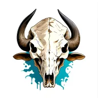 Angry Bull Skull with piece tattoo design idea