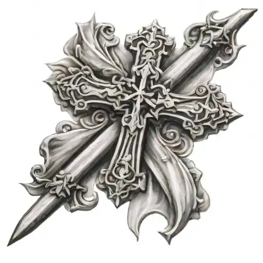 catholic cross tattoo design idea