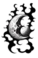 moon shining tattoo design idea