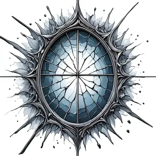 beautifully broken glass window tattoo design idea