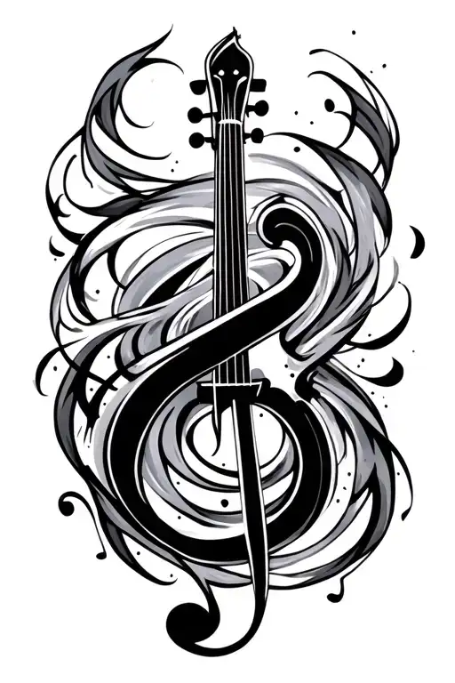 Music stave flowing tattoo design idea