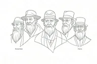 3 faces, one Viking warrior, one English gentleman with a tophat and one old Indian man tattoo design idea