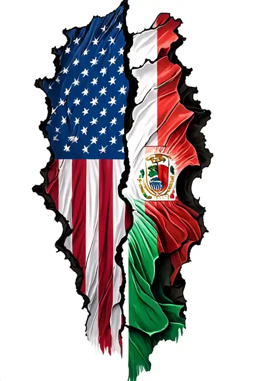 Tattered American and Italian flag morphing tattoo design idea