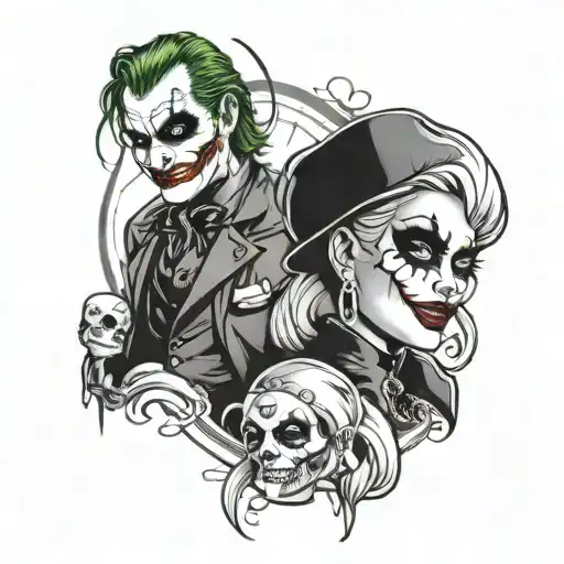 joker and harley quinn tattoo design idea