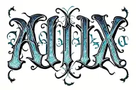"ALIX KYLE" ambigram tattoo tattoo design idea