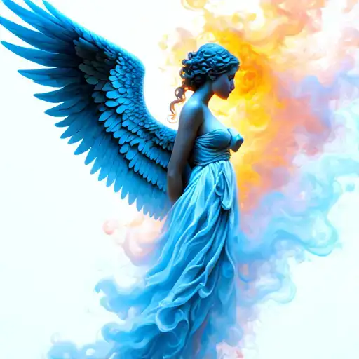 angel wing with smoke tattoo design idea