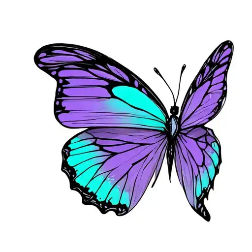 Purple And Teal Butterfly tattoo design idea