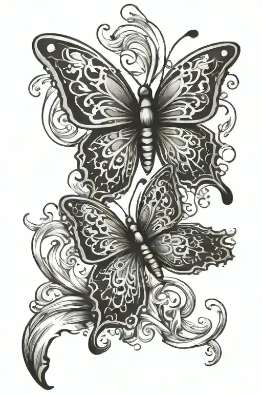 Butterfly and Colon Cancer ribbon tattoo design idea