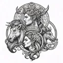 zodiac signs of Virgo, Leo and Capricorn  tattoo design idea