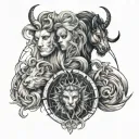 zodiac signs of Virgo, Leo and Capricorn  tattoo design idea