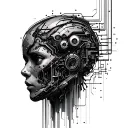 cybernetics cyberpunk circuit. lines and switches tattoo design idea