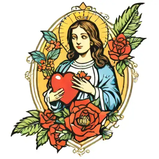 Mary immaculate heart tattoo design idea