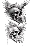 Good vs evil with skulls tattoo design idea