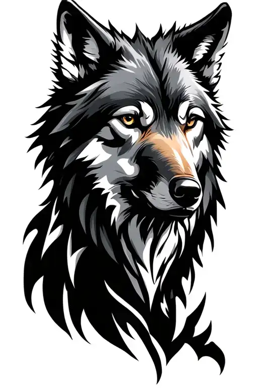 wolf head tattoo design idea