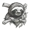 sloth with a tomahawk behind it.  tattoo design idea