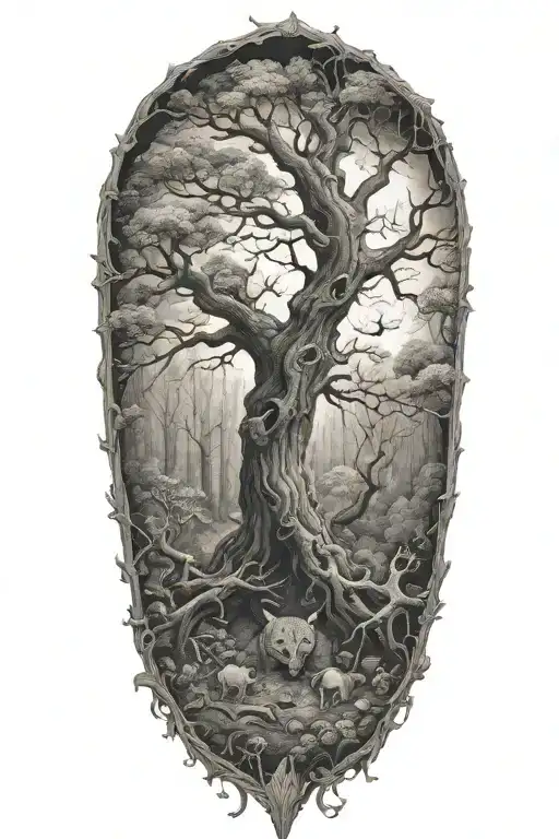 gustave dore scary forest tattoo design idea