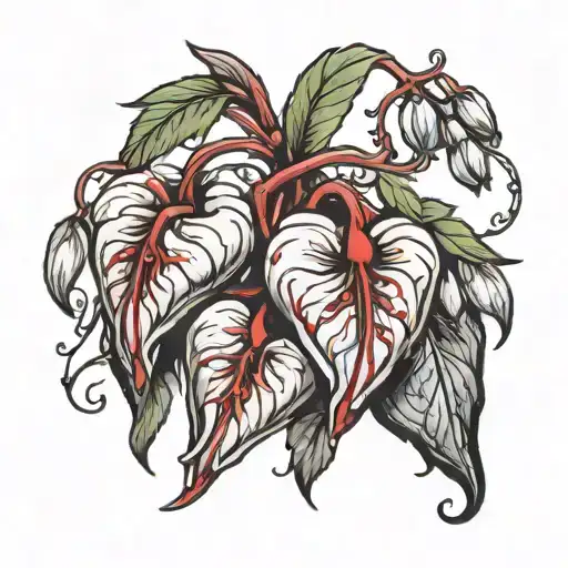 bleeding heart flowers wrapped tattoo design idea