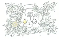 key hole surrounded by vine with lemons tattoo design idea