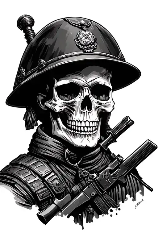 skull and soldier tattoo design idea
