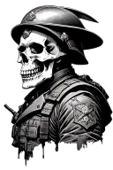 skull and soldier tattoo design idea